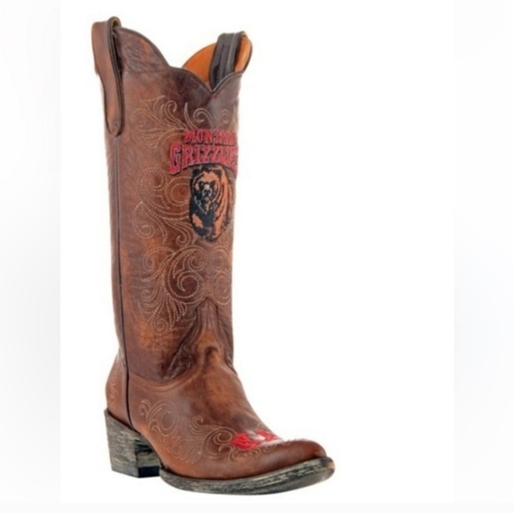 Gameday Shoes - NWT Women's University of Montana Grizzlies Brass Leather Gameday Cowboy Boots